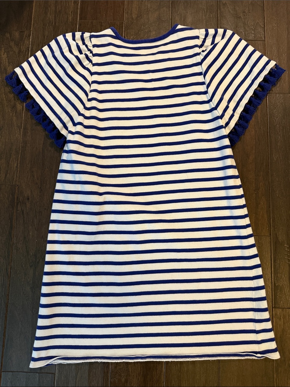 Kate Spade Broome Street Blue & White Striped Dress with Fringe Sleeve Detail - Picture 4 of 8